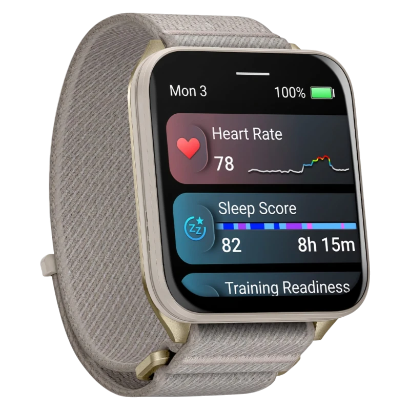 Garmin Venu X1 золотой с титановой задней крышкой и нейлоновым ремешком цвета французский серый