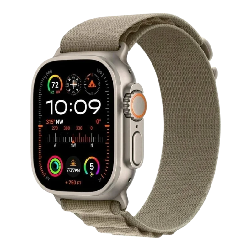 Apple Watch Ultra 2, 49 мм, корпус из титана, ремешок Alpine оливкового цвета