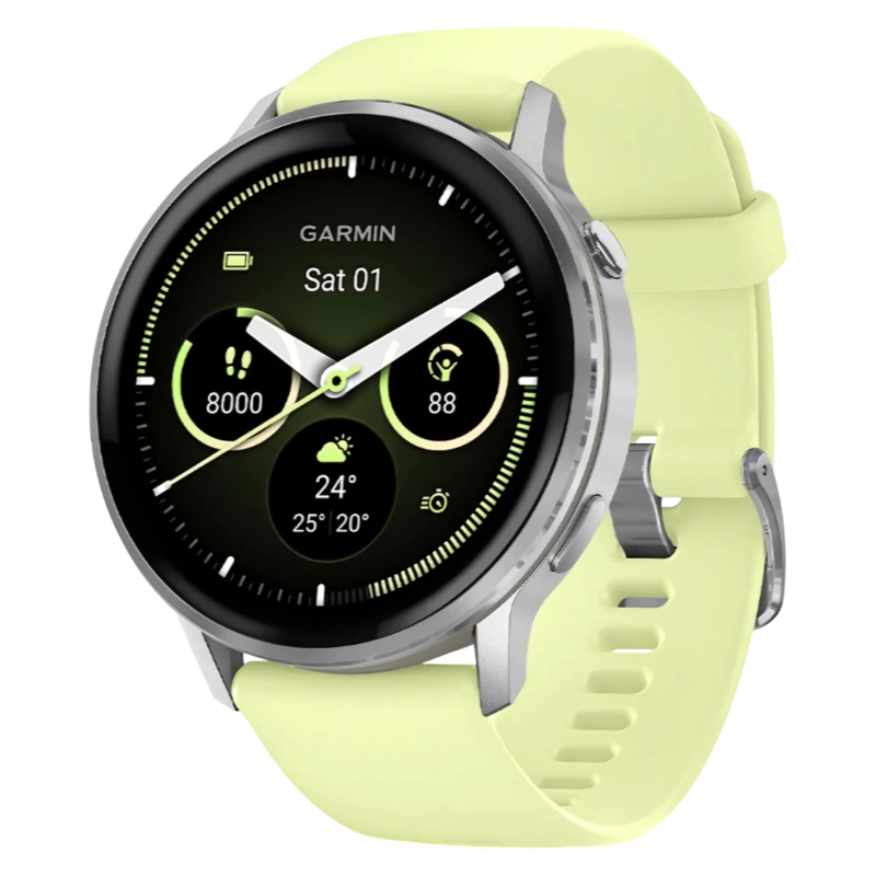 Garmin Venu 4 – 45мм Silver with Citron Silicone band