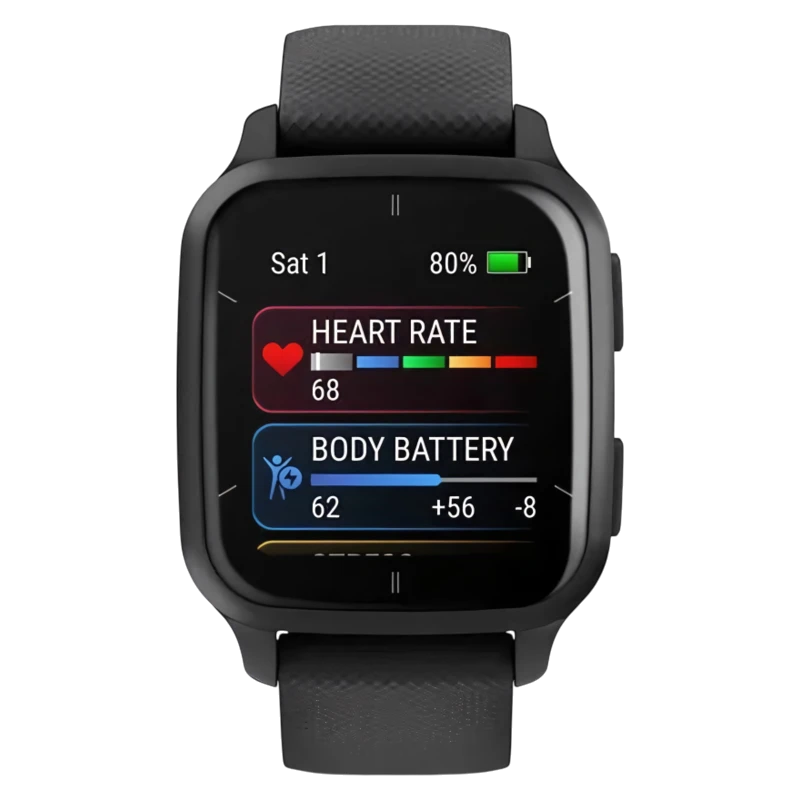 Garmin Venu Sq 2 Music Edition черный с серым алюминиевым безелем