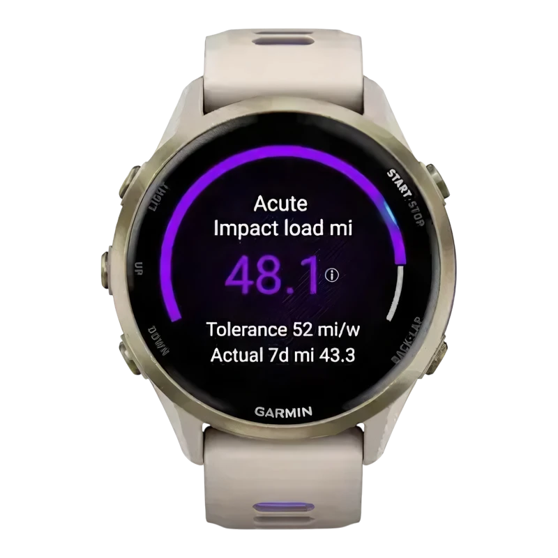 Garmin Forerunner 970 золотой титан с корпусом и ремешком цвета французский серый