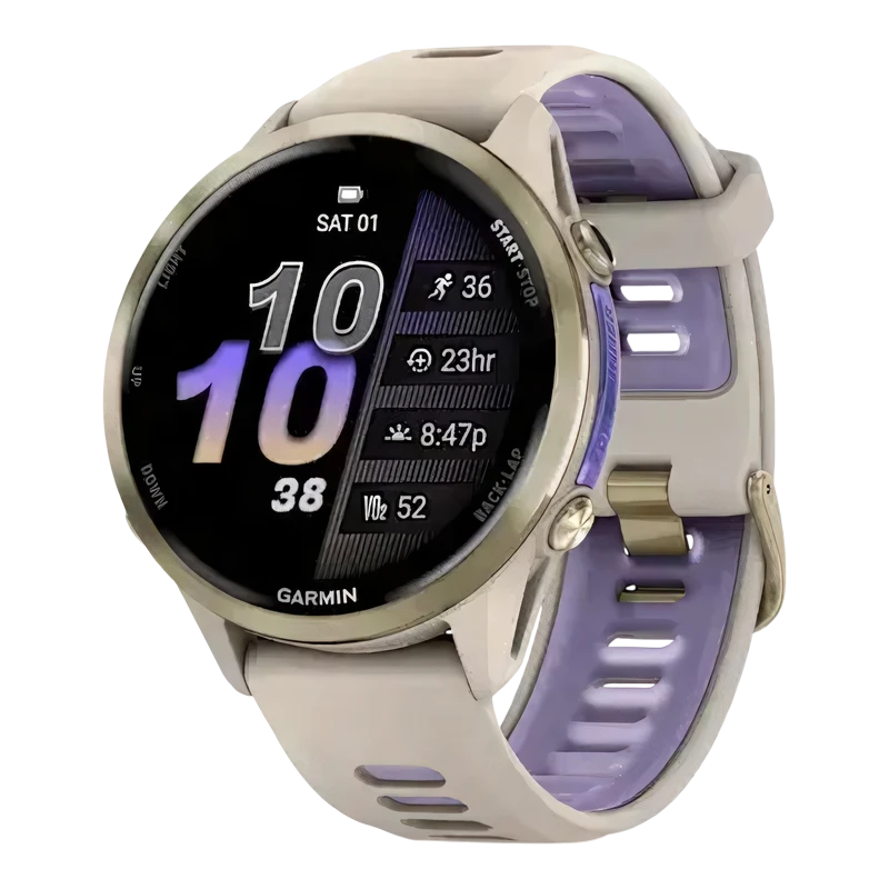 Garmin Forerunner 970 золотой титан с корпусом и ремешком цвета французский серый