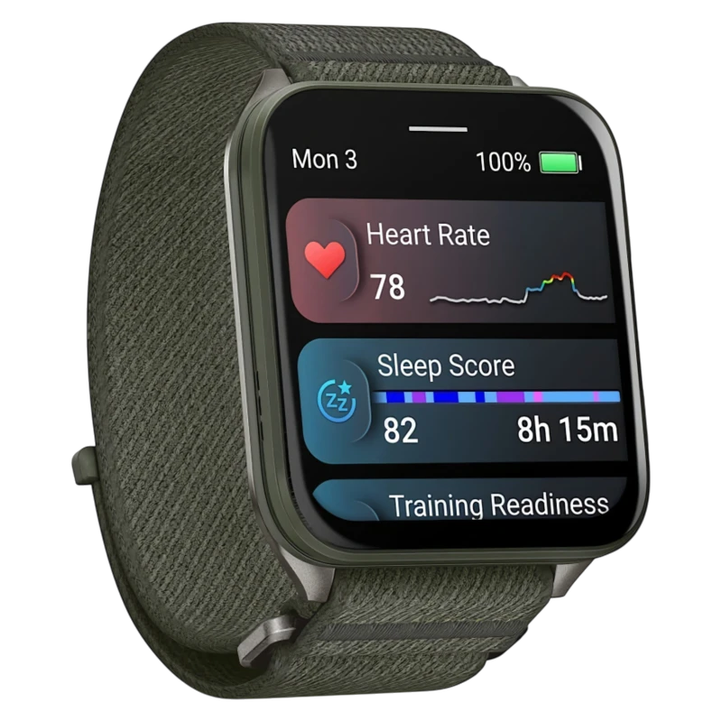 Garmin Venu X1 темно зеленый с титановой задней крышкой и зеленым нейлоновым ремешком