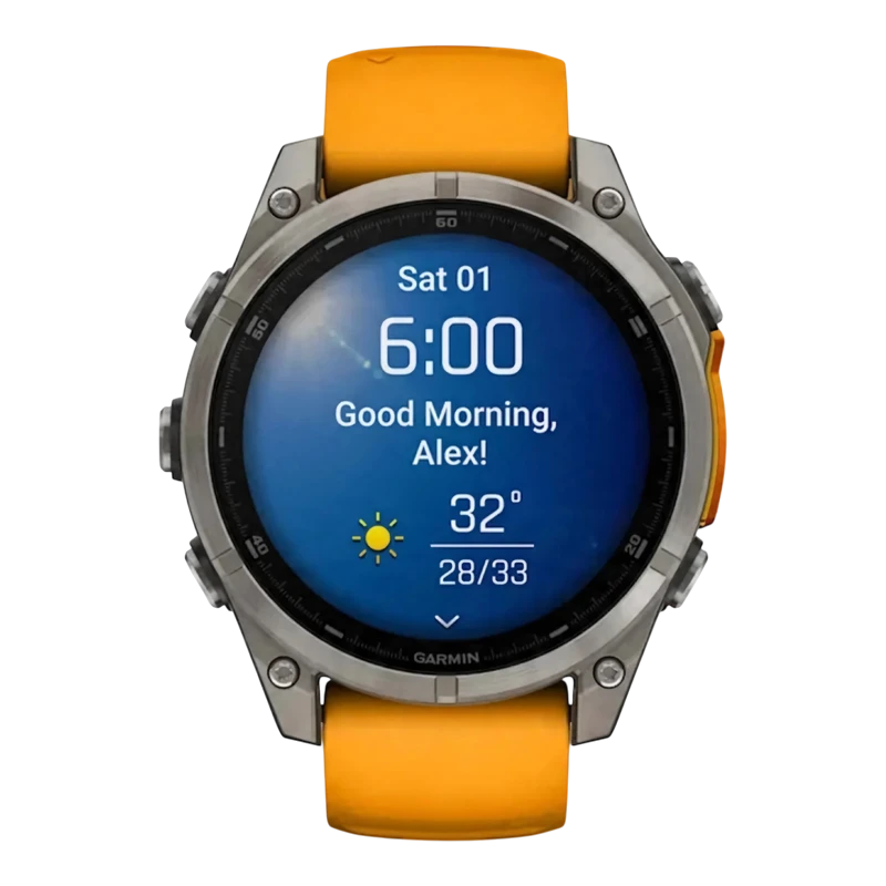 Garmin Fenix 8 47 мм AMOLED Sapphire Titanium with spark orange