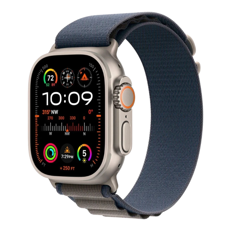 Apple Watch Ultra 2, 49 мм, корпус из титана, ремешок Alpine синего цвета