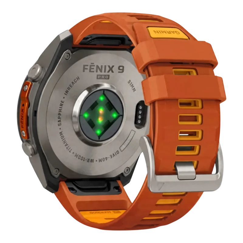 Garmin Fenix 9 PRO INREACH 51 мм AMOLED, Sapphire Titanium with Autumn Orange