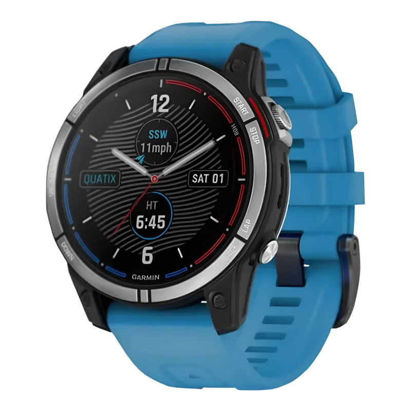 Garmin Quatix 7 с синим силиконовым ремешком
