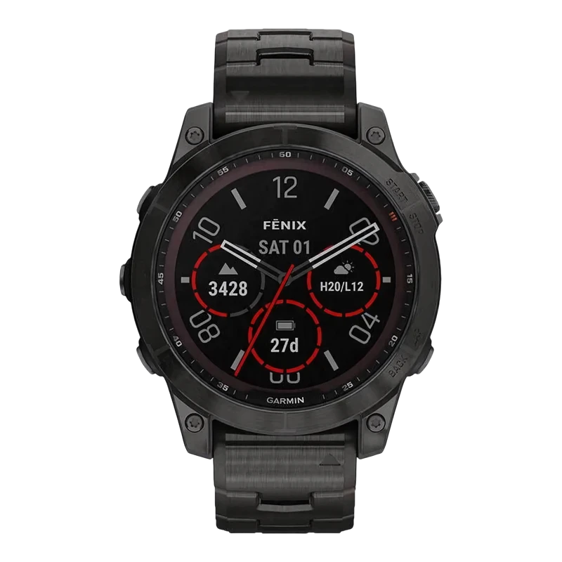 Garmin Fenix 7 Sapphire Solar титановый угольно-серый