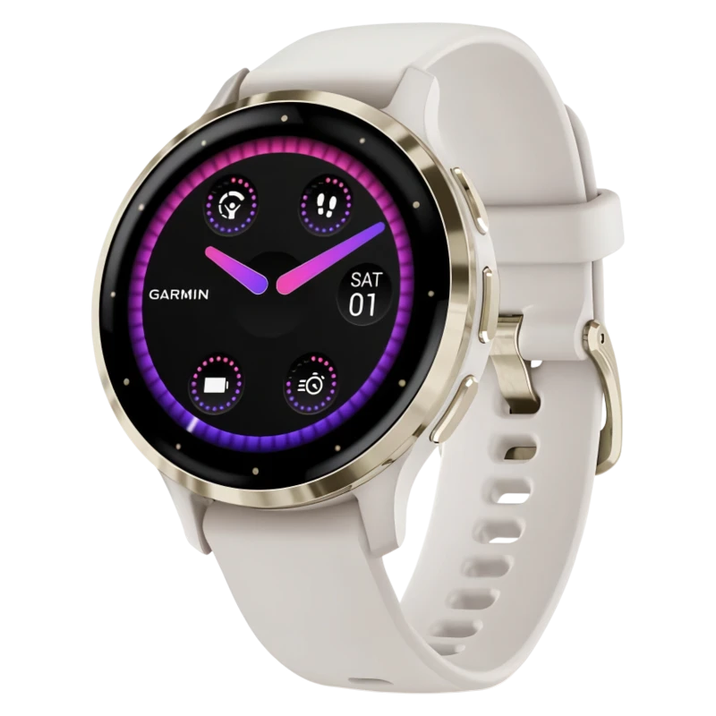 Garmin Venu 3S цвета слоновой кости с золотистым безелем