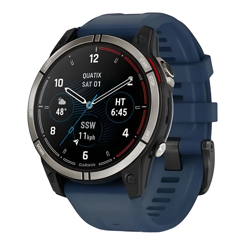Garmin Quatix 7 Sapphire титановый с синим силиконовым ремешком